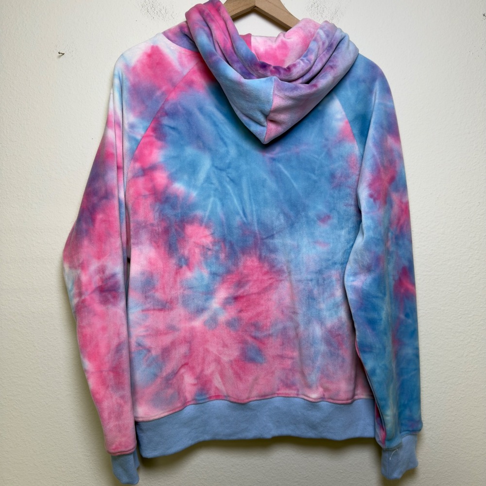 Spark Paws Human Hoodie Sweater Medium Pink Blue Tie Dye Velour Cotton Candy - Picture 6 of 10